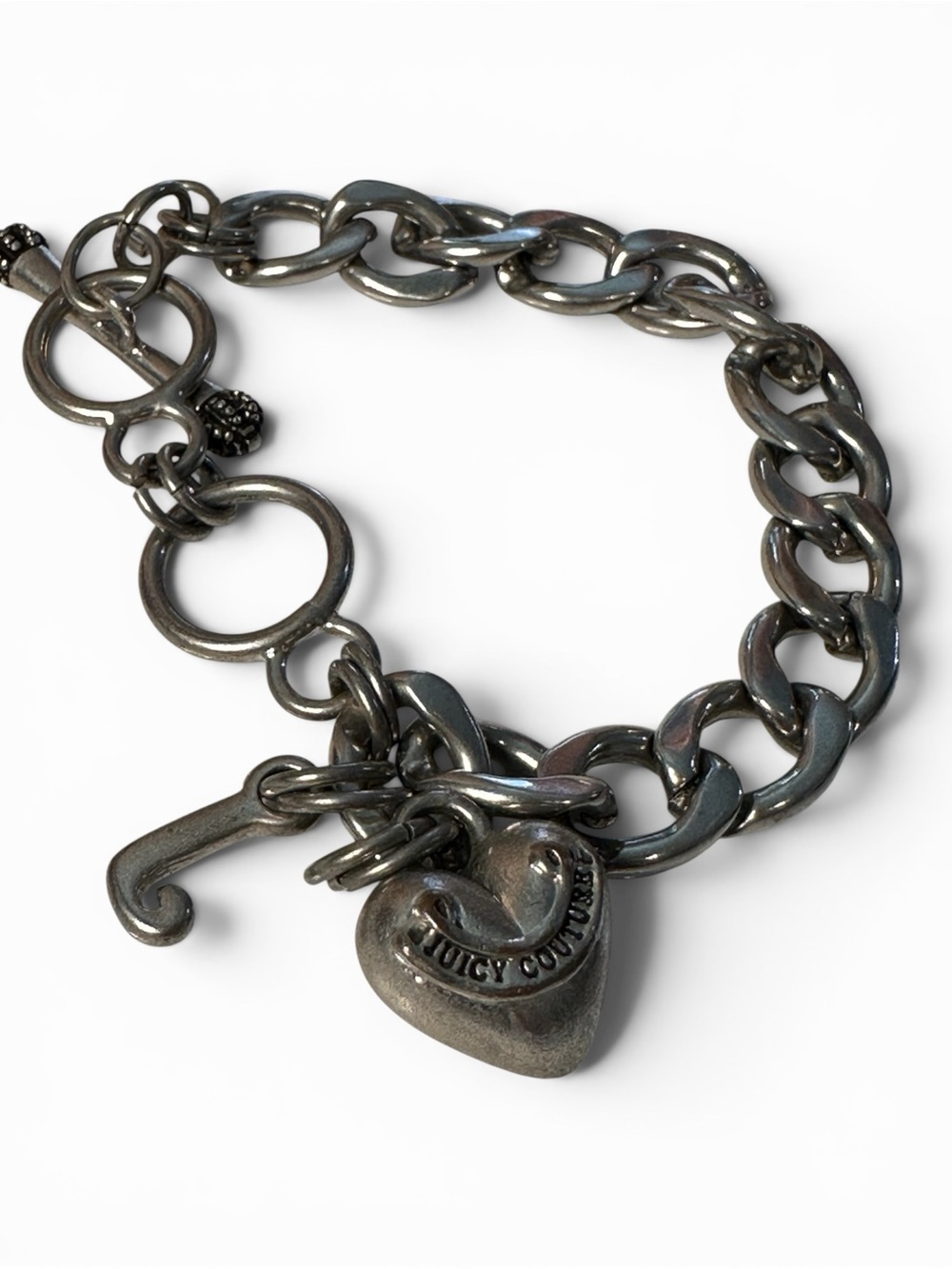 Vintage Juicy Couture Heavy Chain Charm Bracelet | Silver Tone